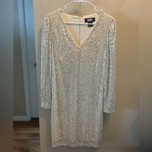 DKNY Sequin White Sparkle Dress